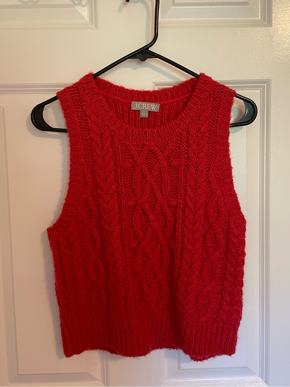 J. Crew Red Wool Blend Chunky Cable Knit Sweater